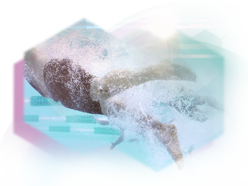 Wabenbild Schwimmen Mann glatte Beine