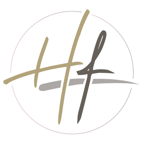 Haarfreiheit initials Logo pale brownish grey