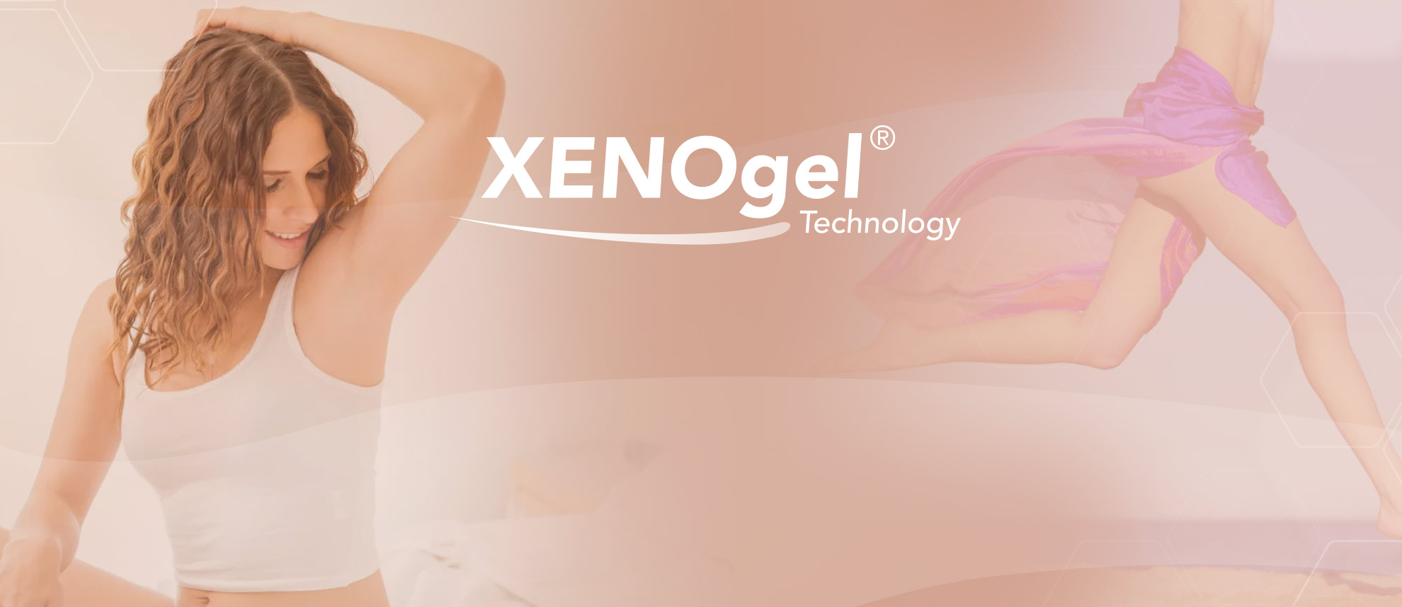 XENOgel technology Logo and photo collage woman with smooth armpits and hair free legs