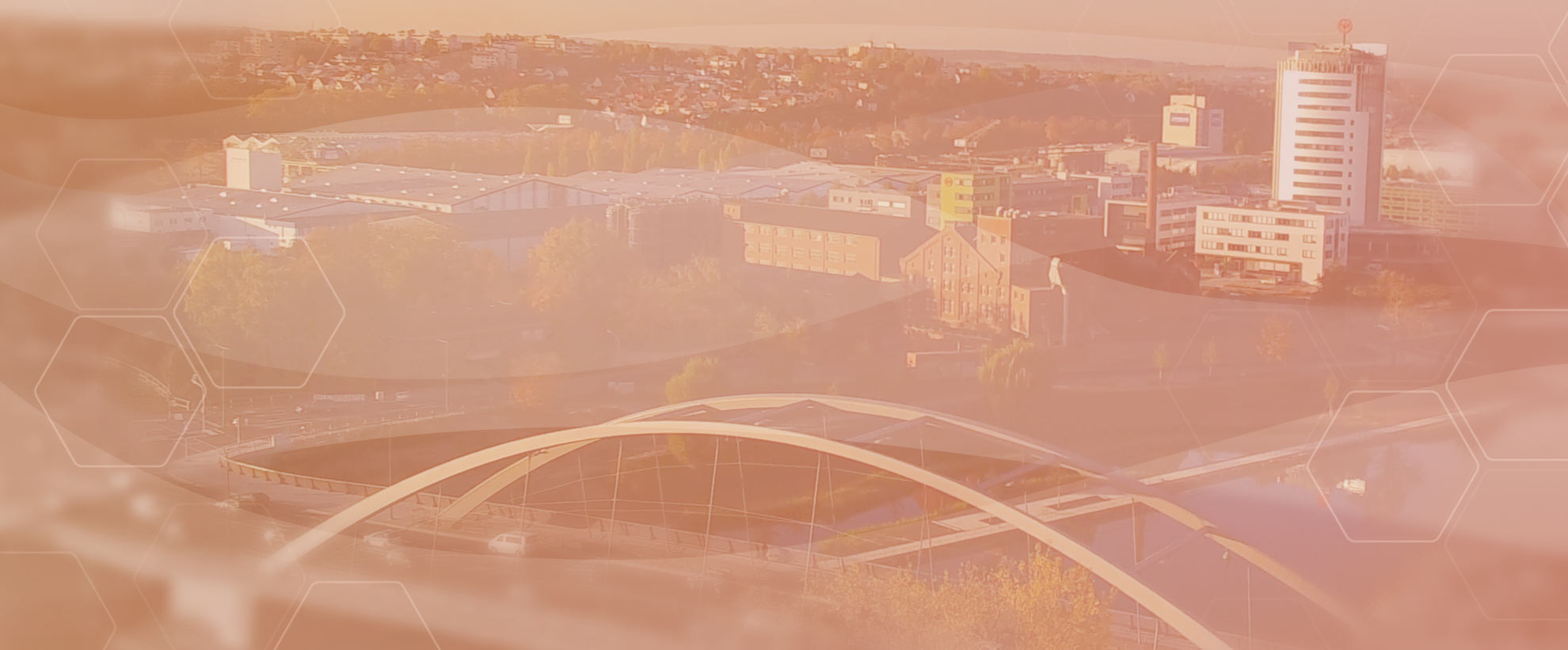Blick auf eine Hängebrücke in Heilbronn