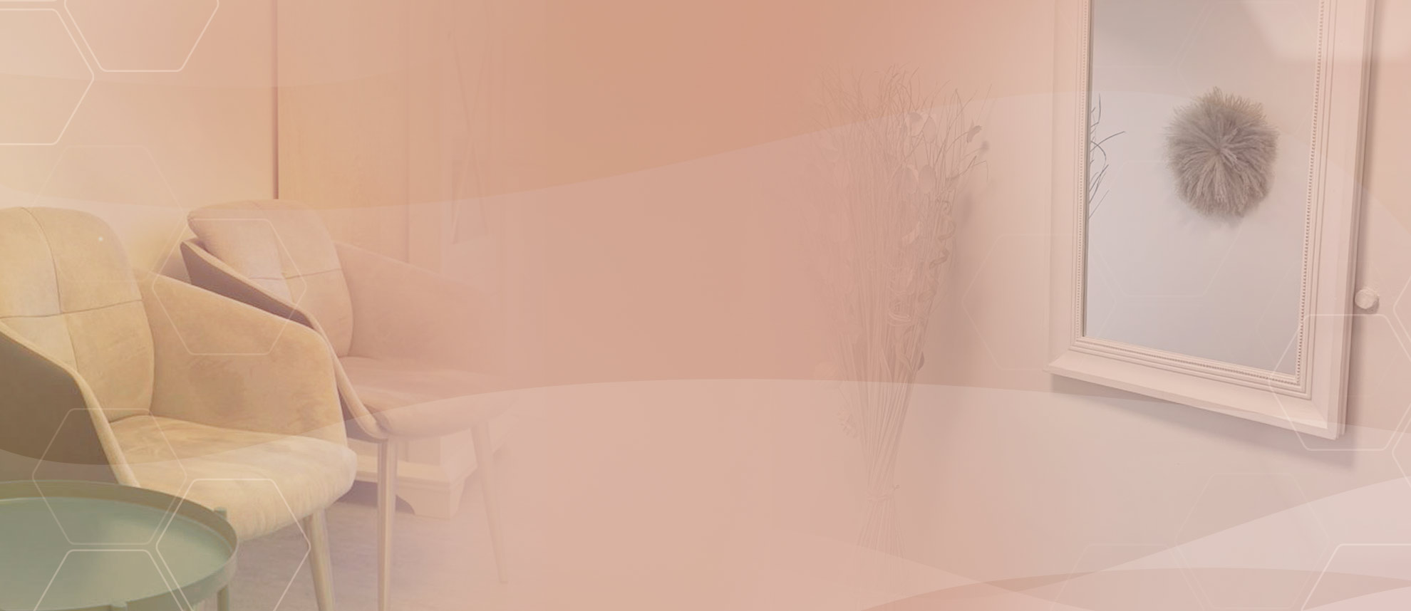 Hintergrundbild in pfirsich mit einem Wartezimmer im Hintergrund