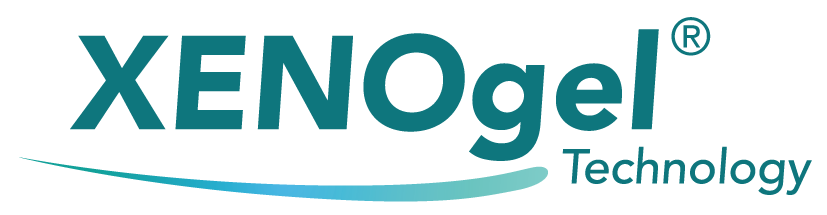 Logo XENOgel Technology en vert essence