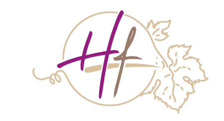 Logo Haarfreiheit Initialien mit Weinblätter