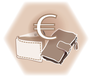 Icon Preise Grafik Eurozeichen und Portemonnaies