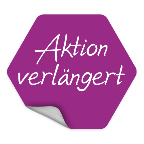 Button Aufkleber "Aktion verlängert"